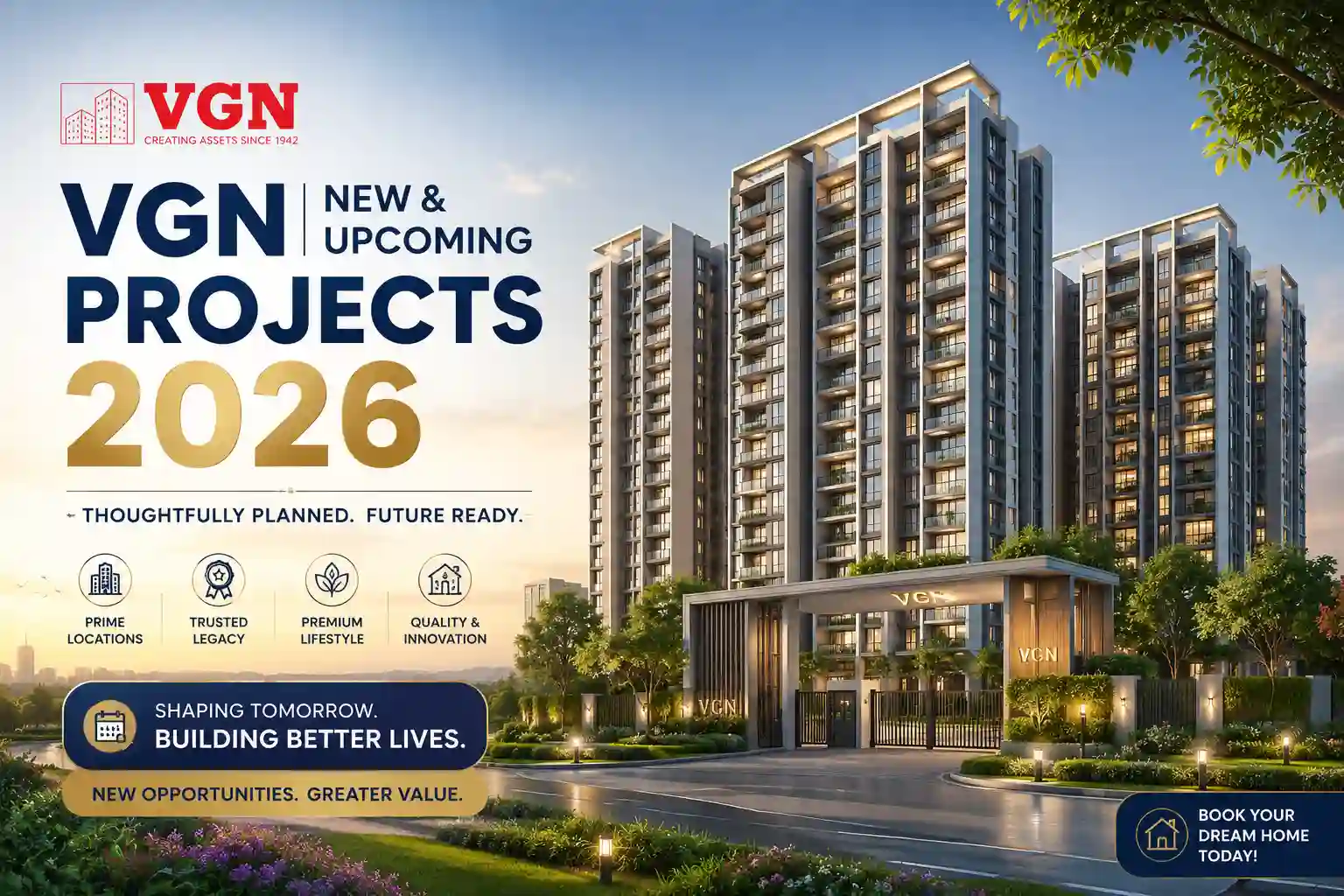 VGN new premium residential apartment projects banner showcasing upcoming luxury homes in Chennai